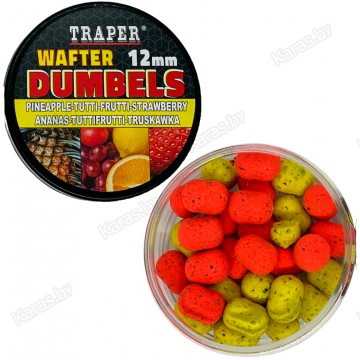 Бойлы Traper Boilies Dumbels Wafter 12 мм/40 г Ananas/Tutti-Frutti/Truskawka (Ананас/Тутти-Фрутти/Клубника)